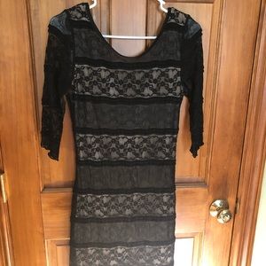 Black & Nude Lace Dress
